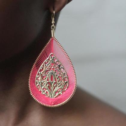 Pink And Gold Drop Earrings Fashion Earrings