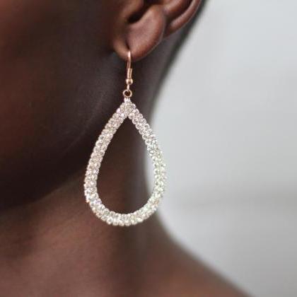 Large Rhinestone Crystal Drop Earrings Fashion..
