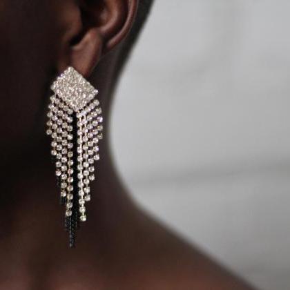 Large Rhinestone Crystal Drop Earrings Fashion..