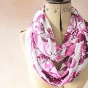 Infinity scarf - Snood, Eternity scarf, Circle scarf, Jersey scarf, Tube scarf, Loop scarf, Snood, T-Shirt scarf - Pink/Purple Floral