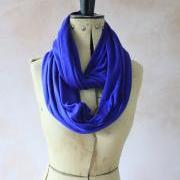 Infinity scarf - Snood, Eternity scarf, Circle scarf, Jersey scarf, Tube scarf, Loop scarf, Snood, T-Shirt scarf - Cobalt Blue