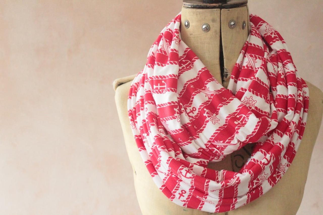 Infinity Scarf - Snood, Eternity Scarf, Circle Scarf, Jersey Scarf, Tube Scarf, Loop Scarf, Snood, T-shirt Scarf - Red Rose