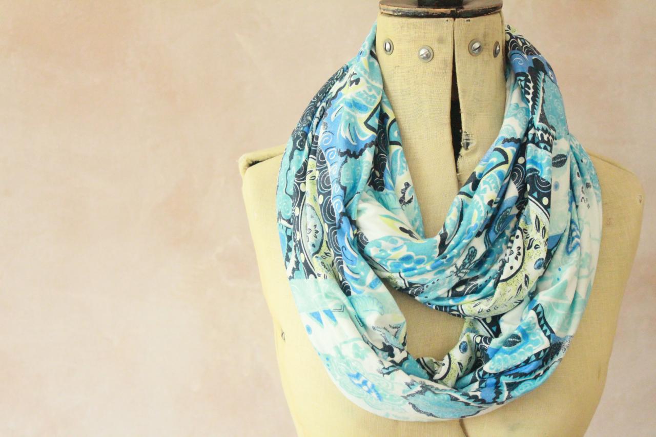Infinity Scarf - Snood, Eternity Scarf, Circle Scarf, Jersey Scarf, Tube Scarf, Loop Scarf, Snood, T-shirt Scarf - Floral