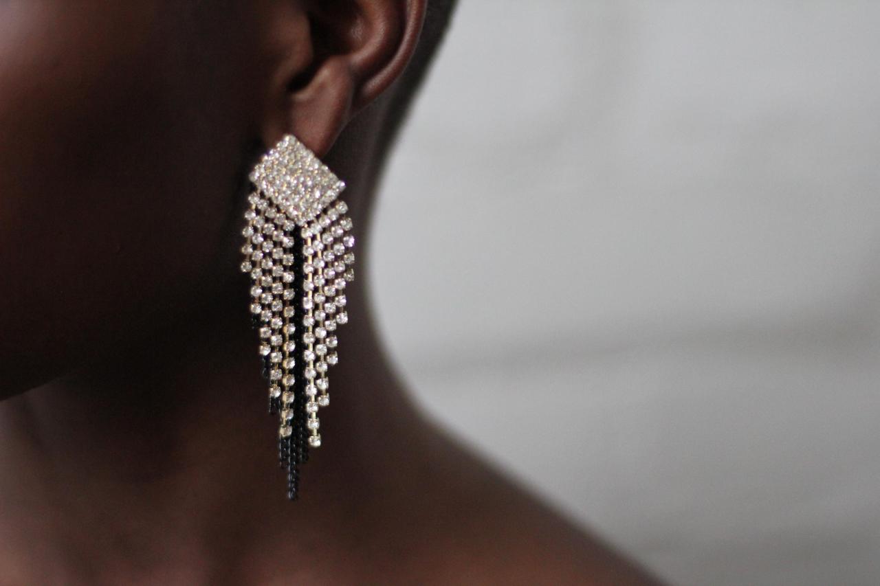 Large Rhinestone Crystal Drop Earrings Fashion Earrings