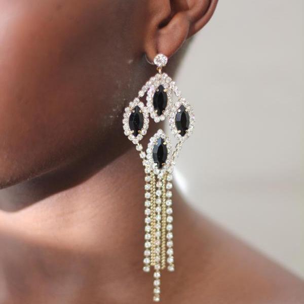 Large Rhinestone Crystal Drop Earrings Fashion Earrings 